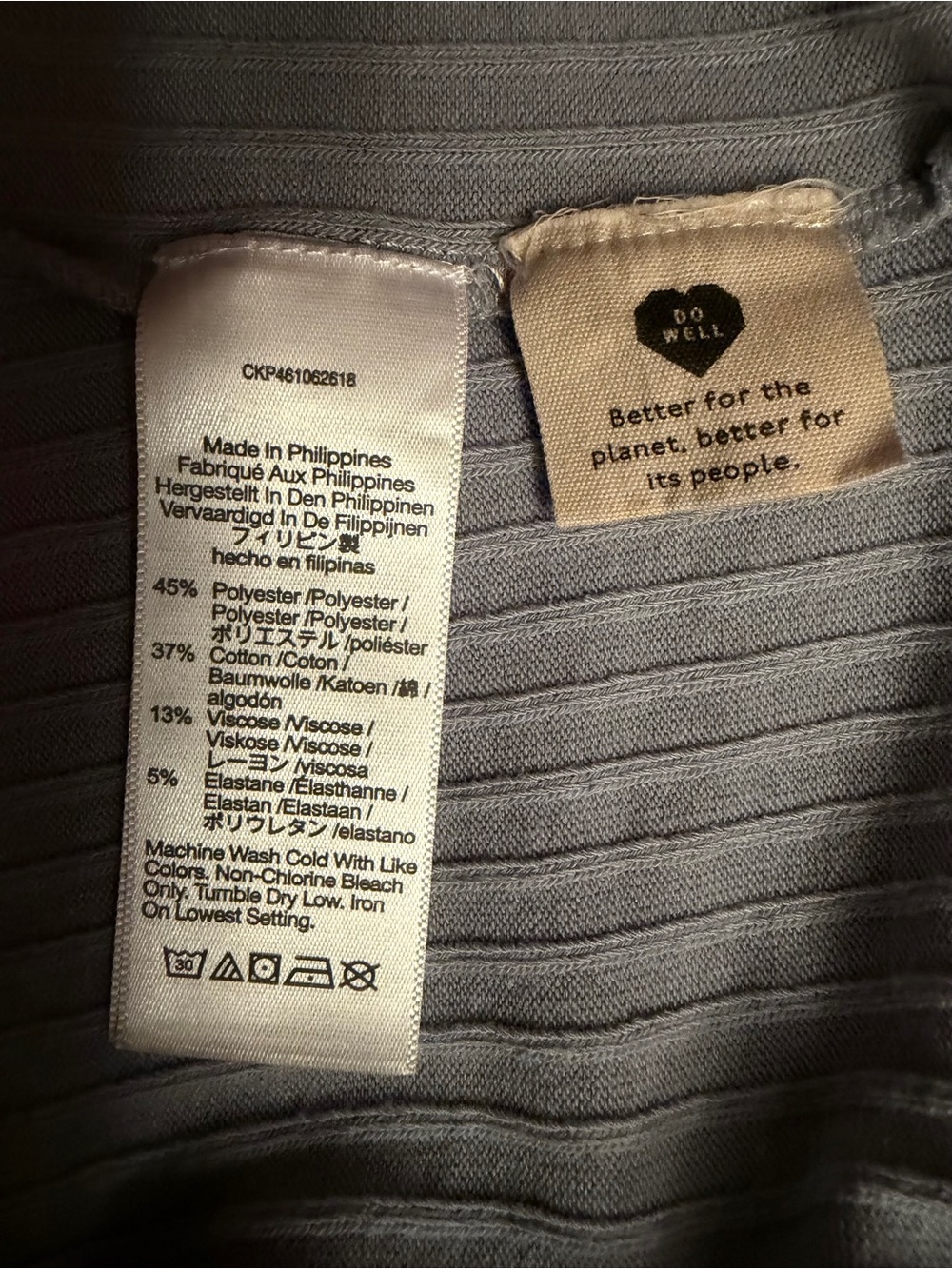 Madewell SZ XXS Pale Blue Ribbed Faux Wrap Crop Top - Picture 10 of 13